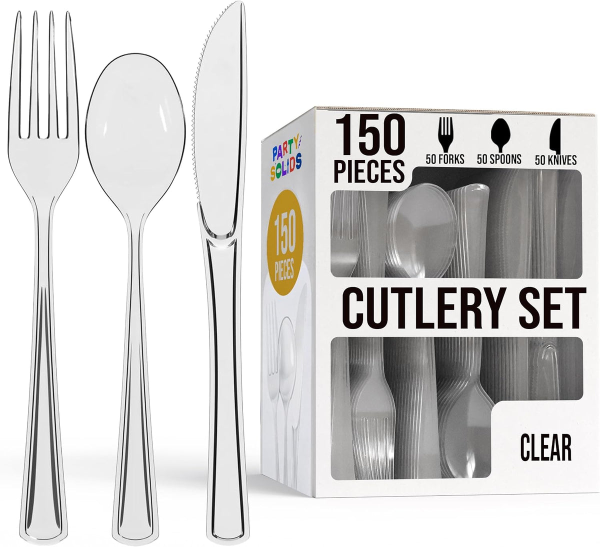 150 Pc. Clear Plastic Cutlery Combo Set
