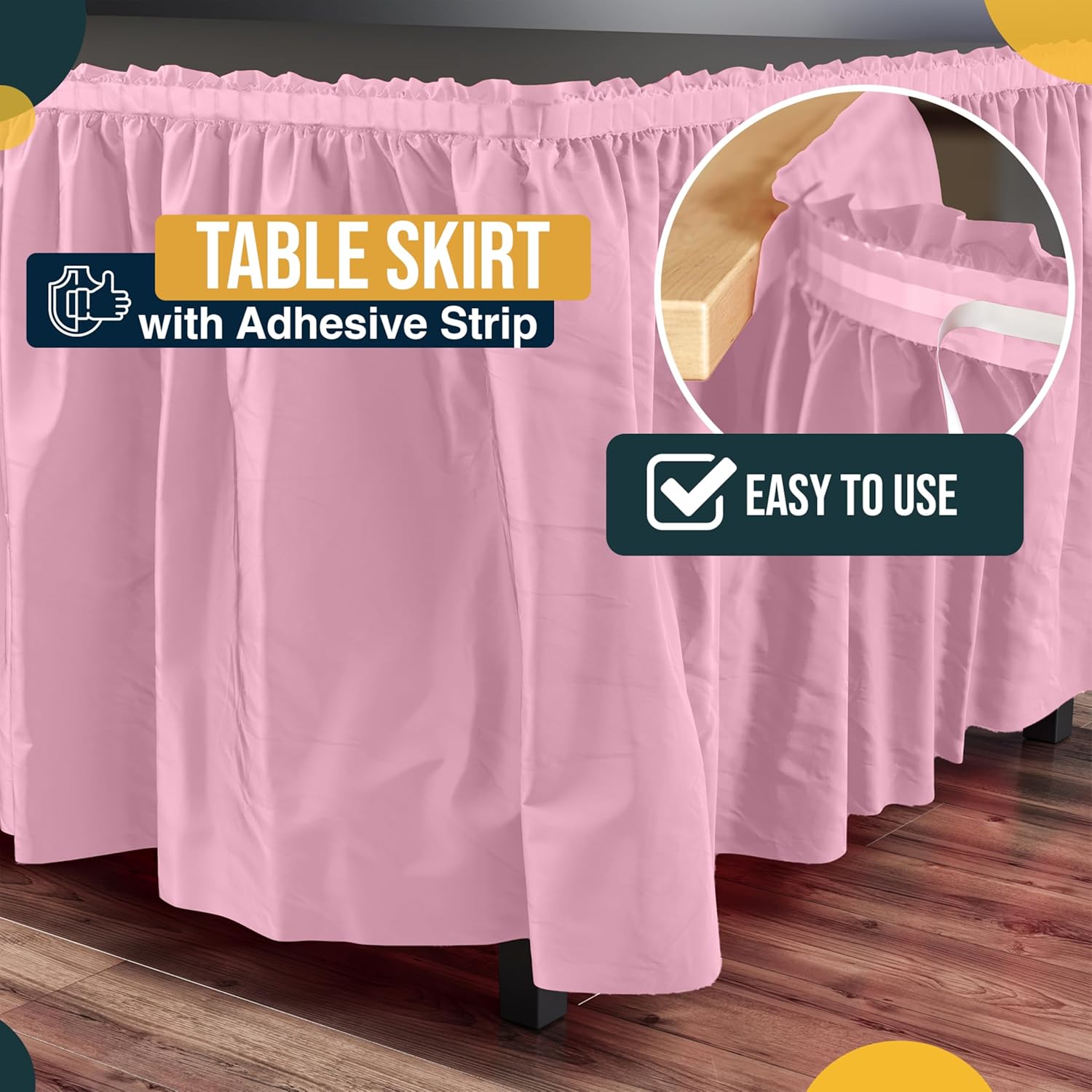 Pink Plastic Table Skirt | 6 Pack - 168 in. x 29 in.