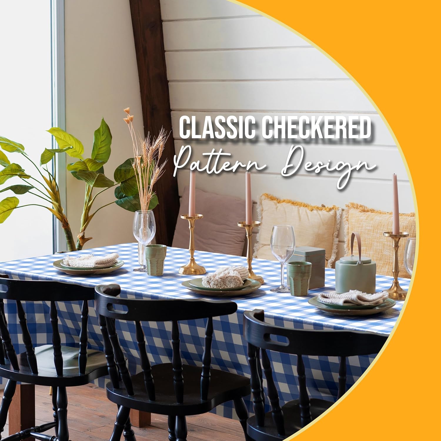 Blue Gingham Plastic Table Covers | 6 Pack - 54 In. x 108 In.