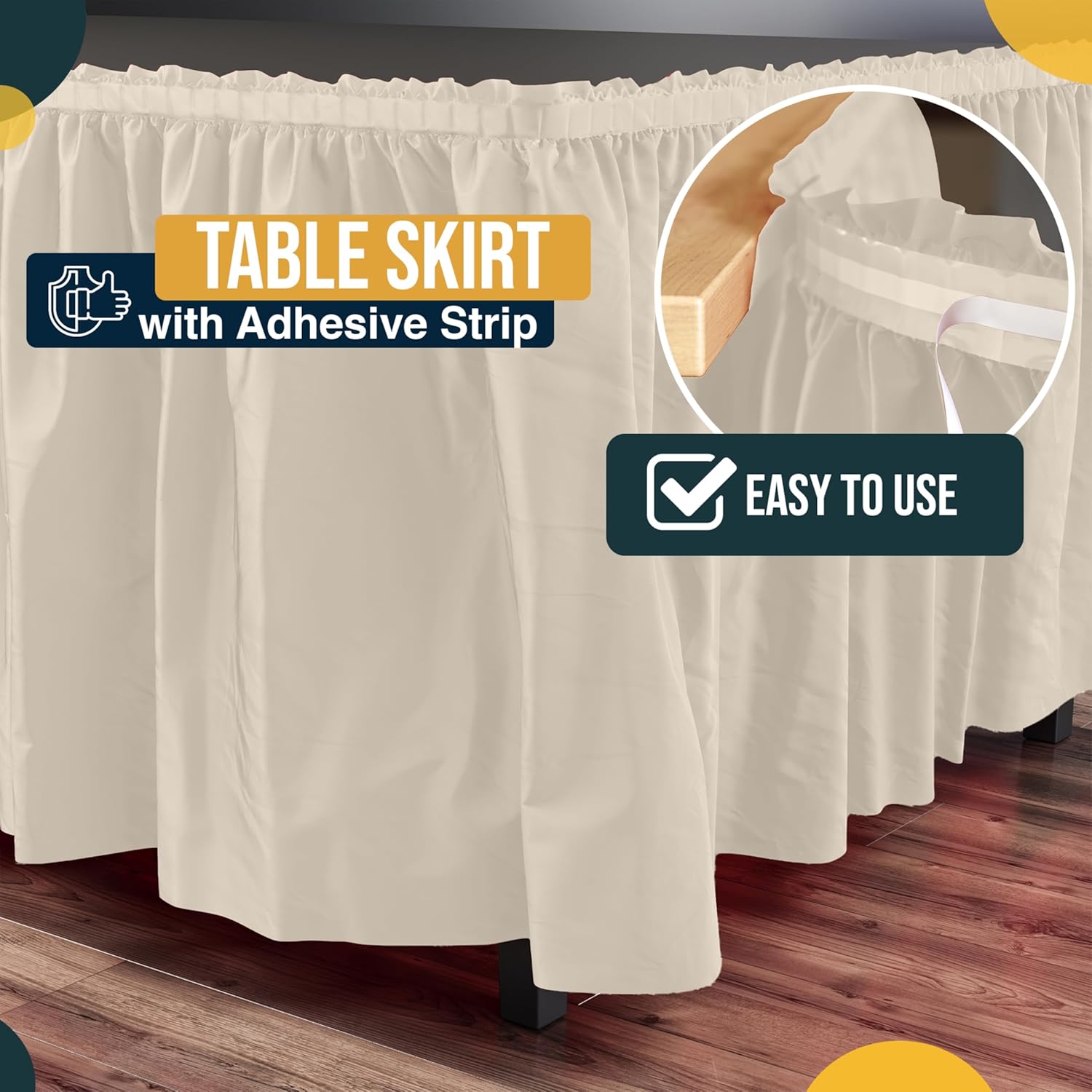 Ivory Plastic Table Skirt | 6 Pack - 168 in. x 29 in.