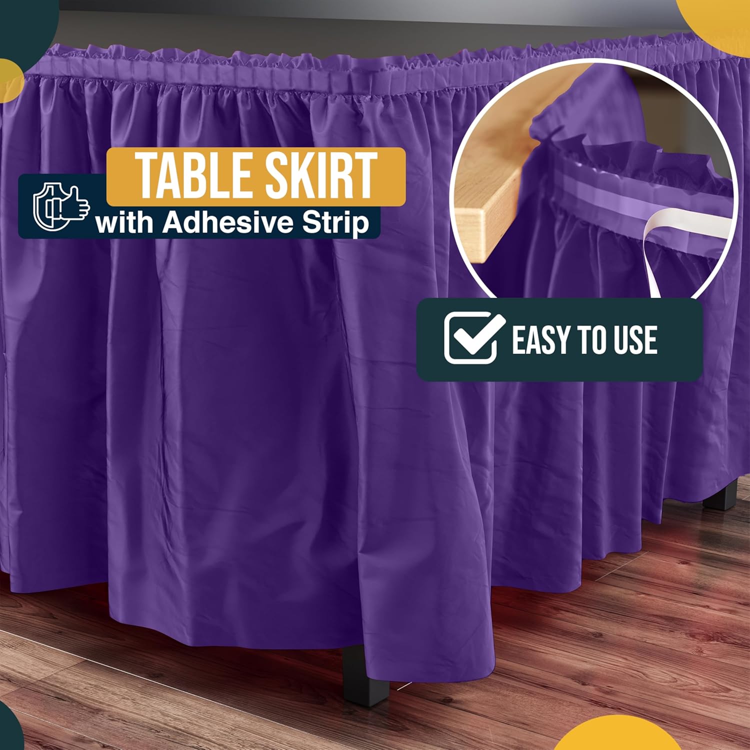Purple Plastic Table Skirt | 6 Pack - 168 in. x 29 in.