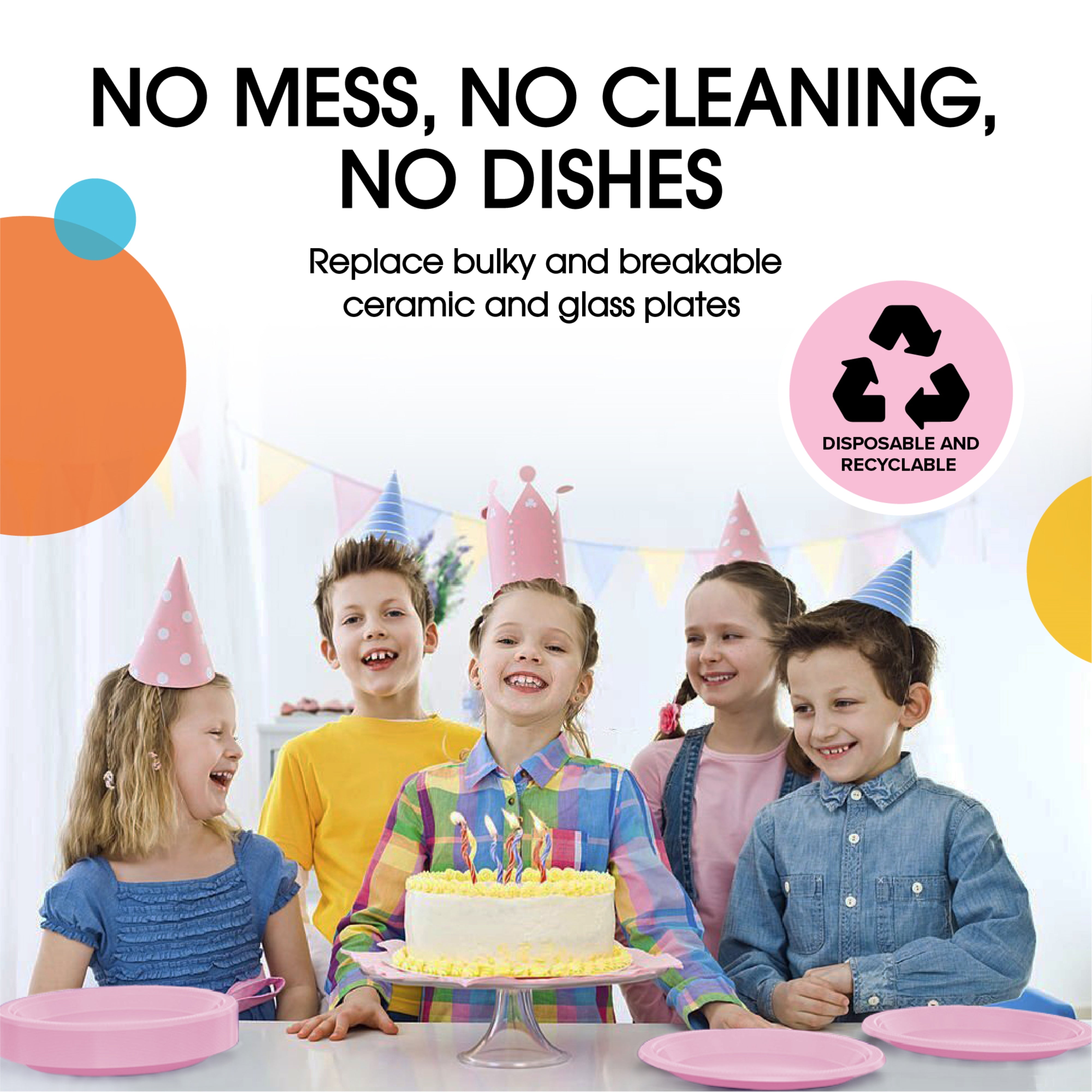 10 In. Pink Plastic Plates | 100 Count