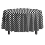84 In. Round Black/White Checkered Plastic Table Cover