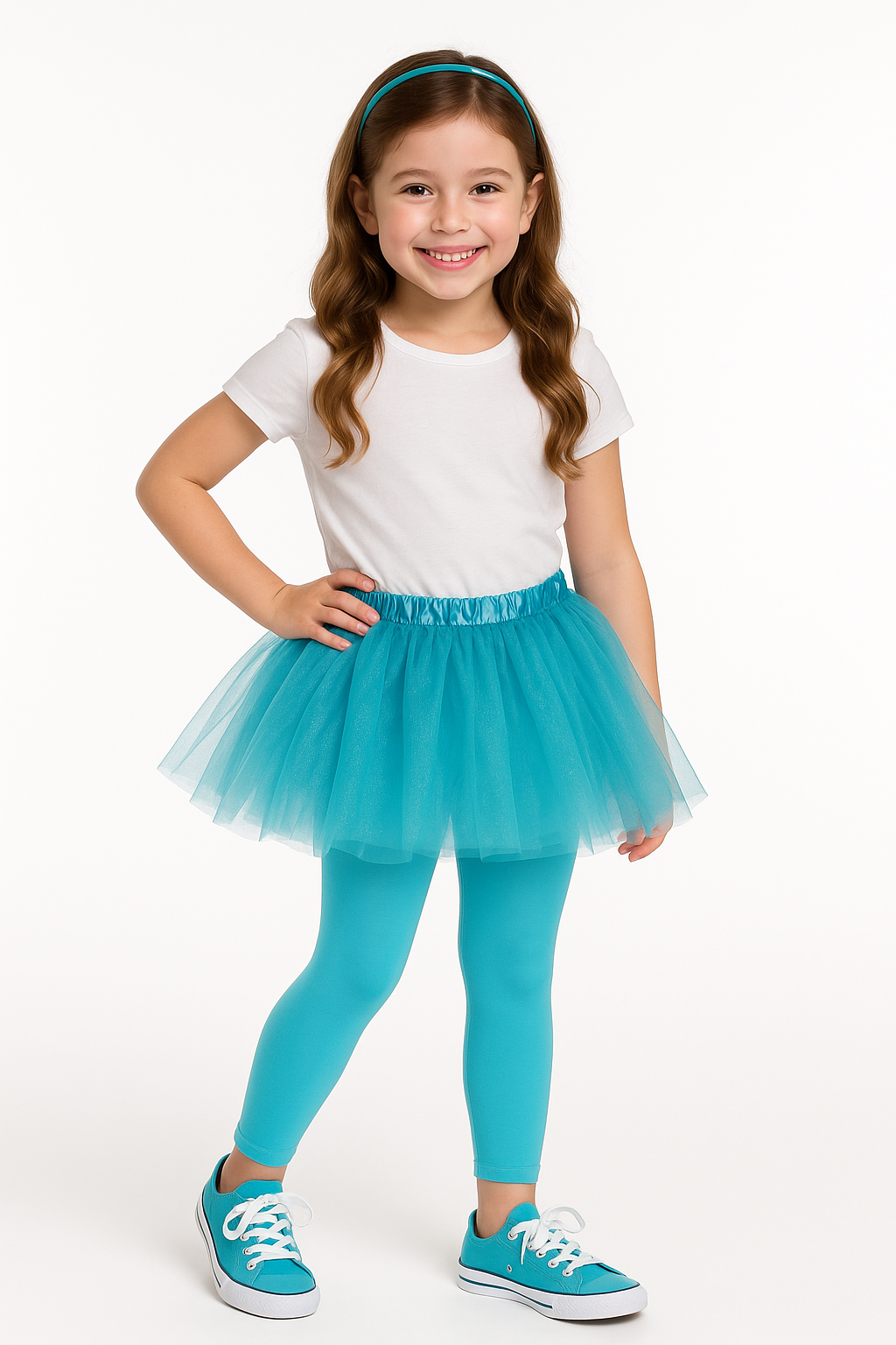 Kids' Turquoise Footless Tights - Cheerful Team Spirit Apparel