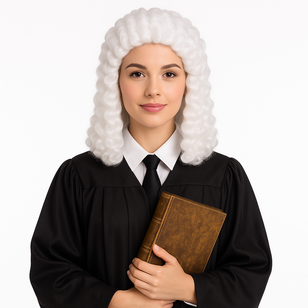 Judge Costume Wig - Traditional White Curls