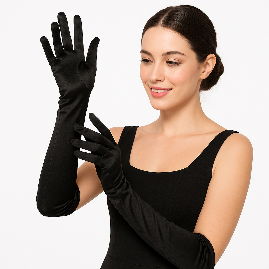 Elegant Adult Extra Long Black Gloves for Costumes