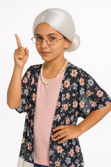 Kids' Old Maid Grandma Costume Wig - White Bun Hairstyle