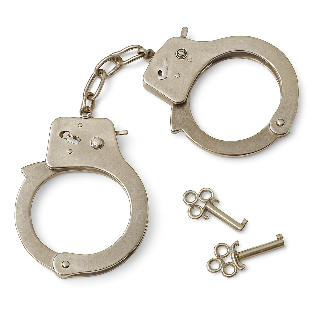 Authentic-Looking Metal Police Handcuffs with Keys