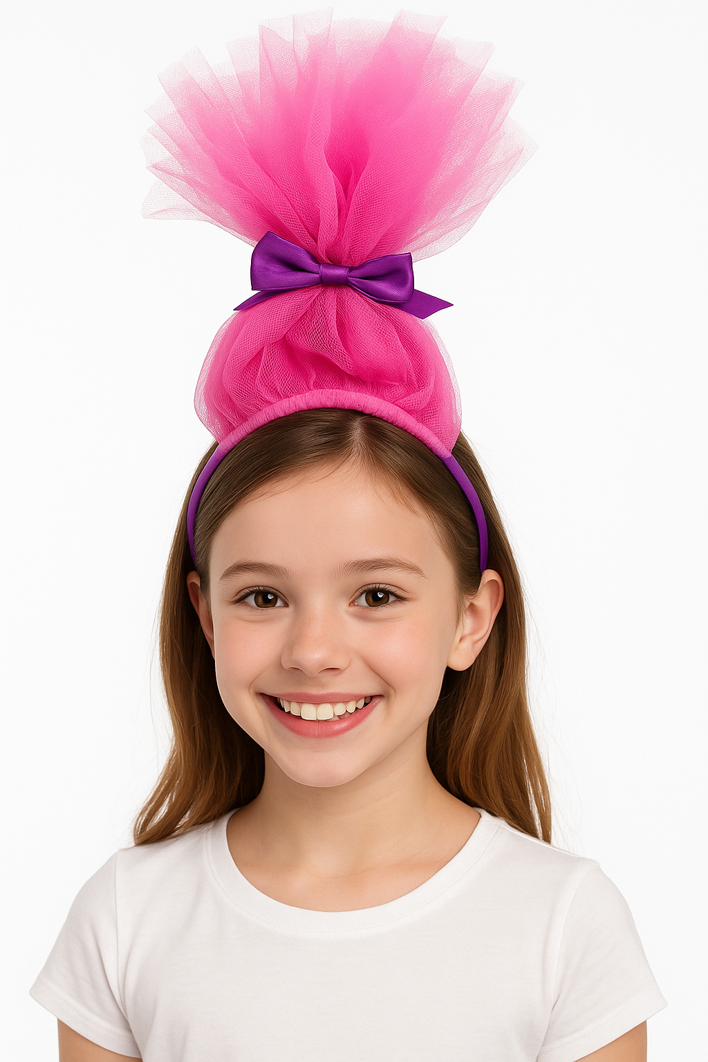 Trolls Poppy Pink Tulle Headband - Deluxe Wearable Accessory
