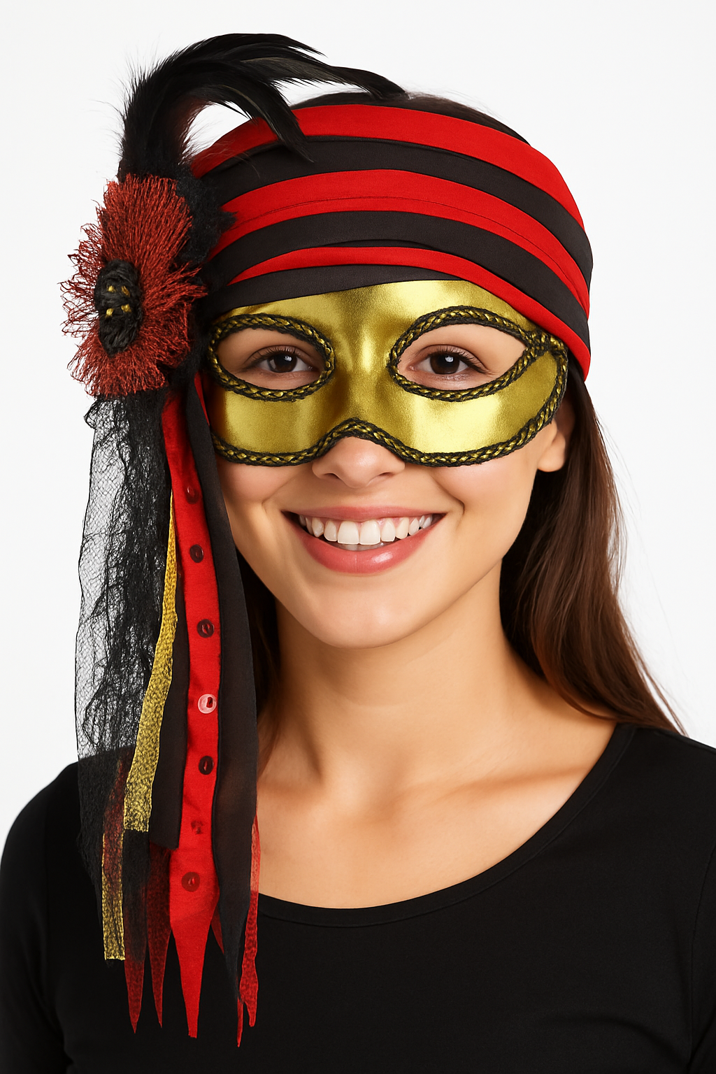 Pirate Masquerade Feathered Mask for Halloween