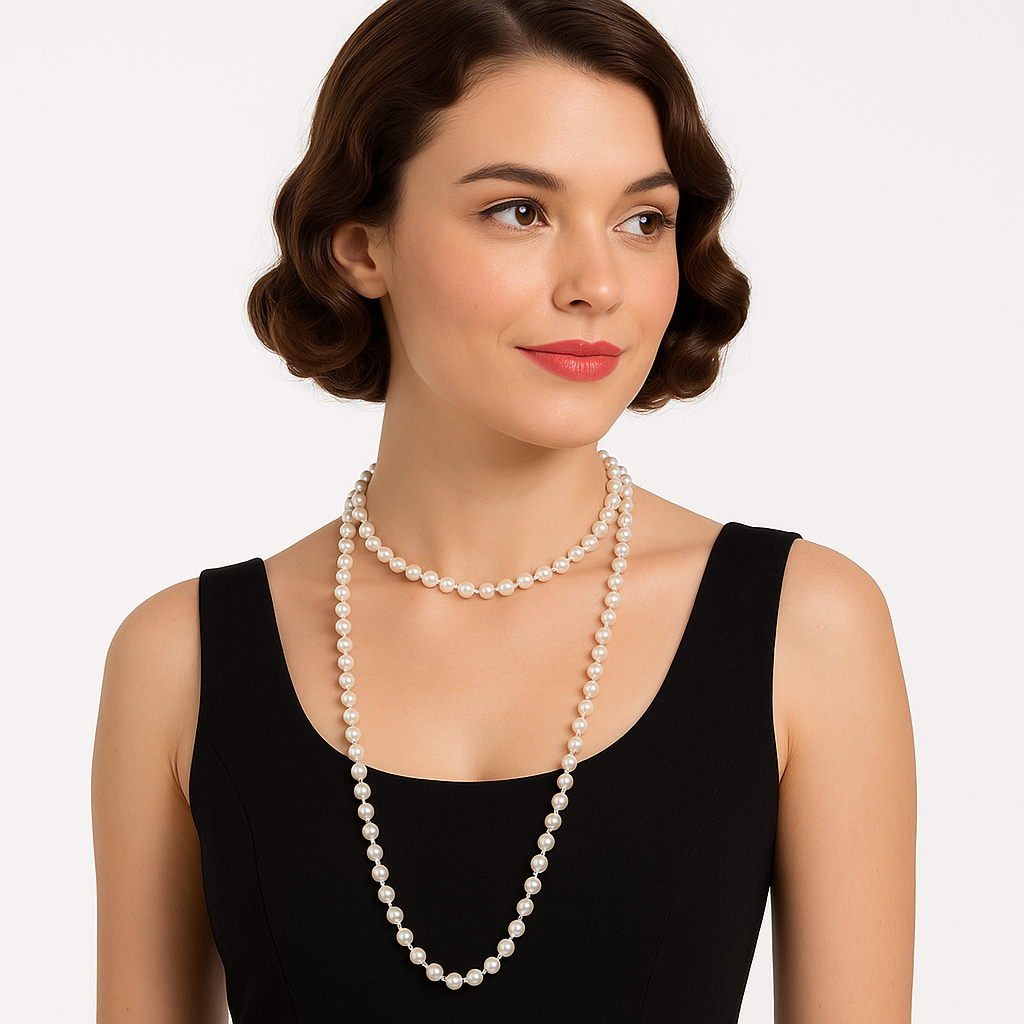 1920s Faux Pearl Necklace Choker - Costume Jewelry Accessory