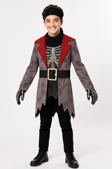 X-Large Illusion Skeleton Pirate Costume for Boys