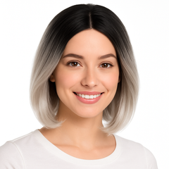 Sleek Silver Ombre Short Wig