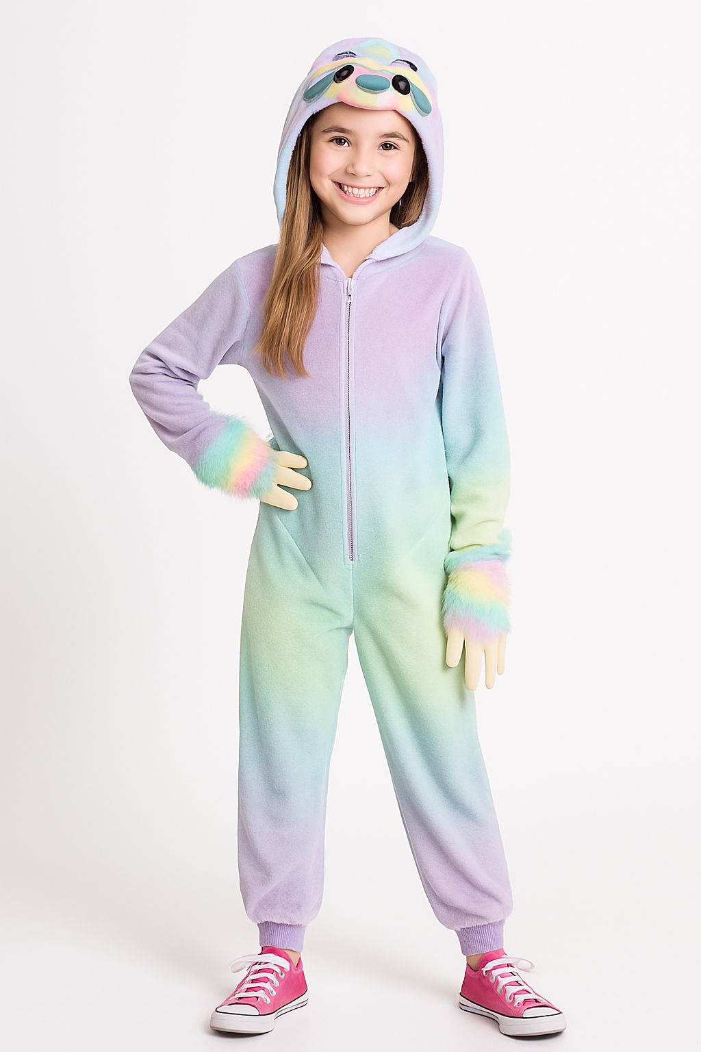 Pastel Sloth Zipster Costume for Girls - Halloween Edition