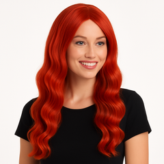 Vibrant Red Long Wavy Wig - Perfect Costume Accessory
