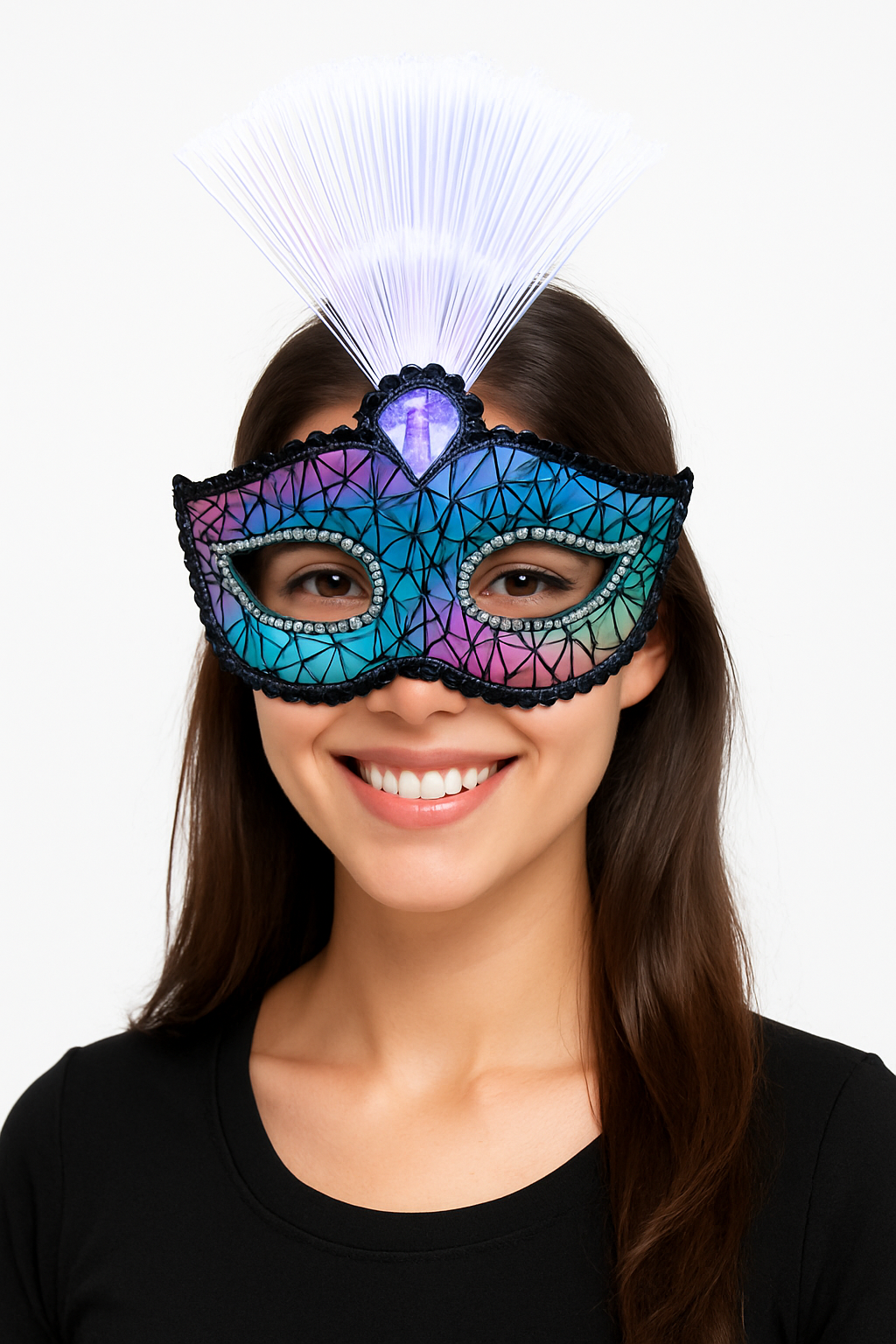 Light-Up Fiber Optic Harlequin Masquerade Mask