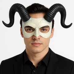 Ram Horned Skull Half Mask - Halloween Costume Accessory