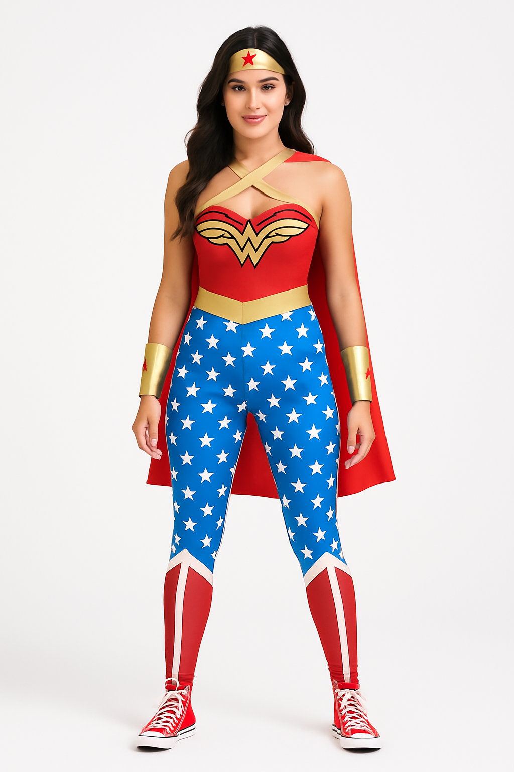 Women's DC Wonder Woman Deluxe Halloween Costume - Jumpsuit with Cape & Headband