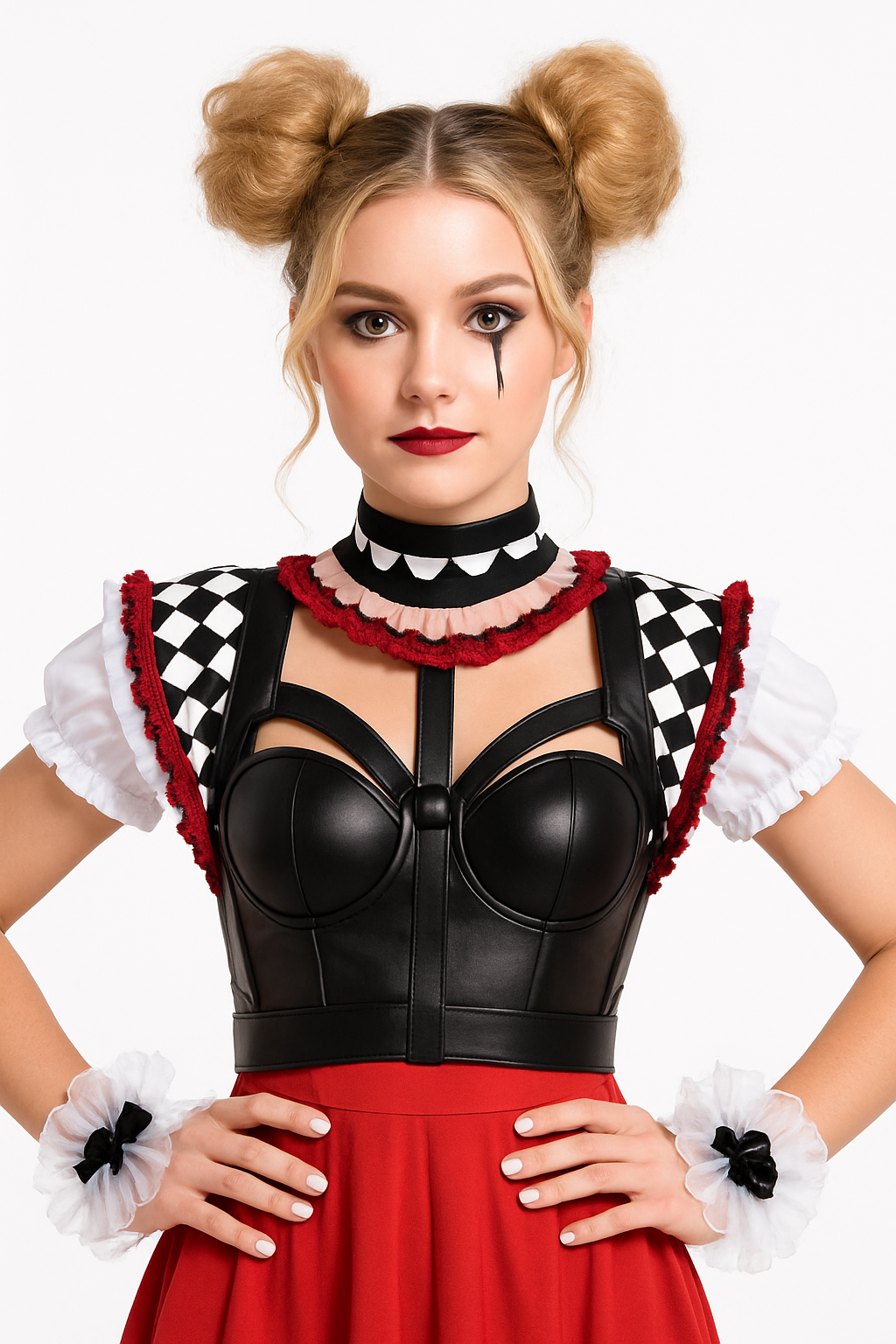 Twisted Circus Harness, Black/White/Red, L/XL - Halloween Costume Accessory