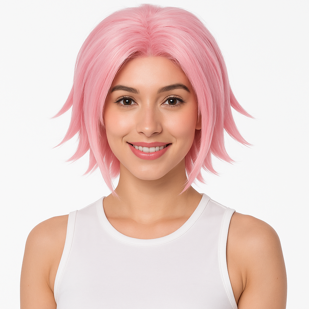 Sakura Haruno Pink Wig for Adults - Naruto Halloween Costume Accessory