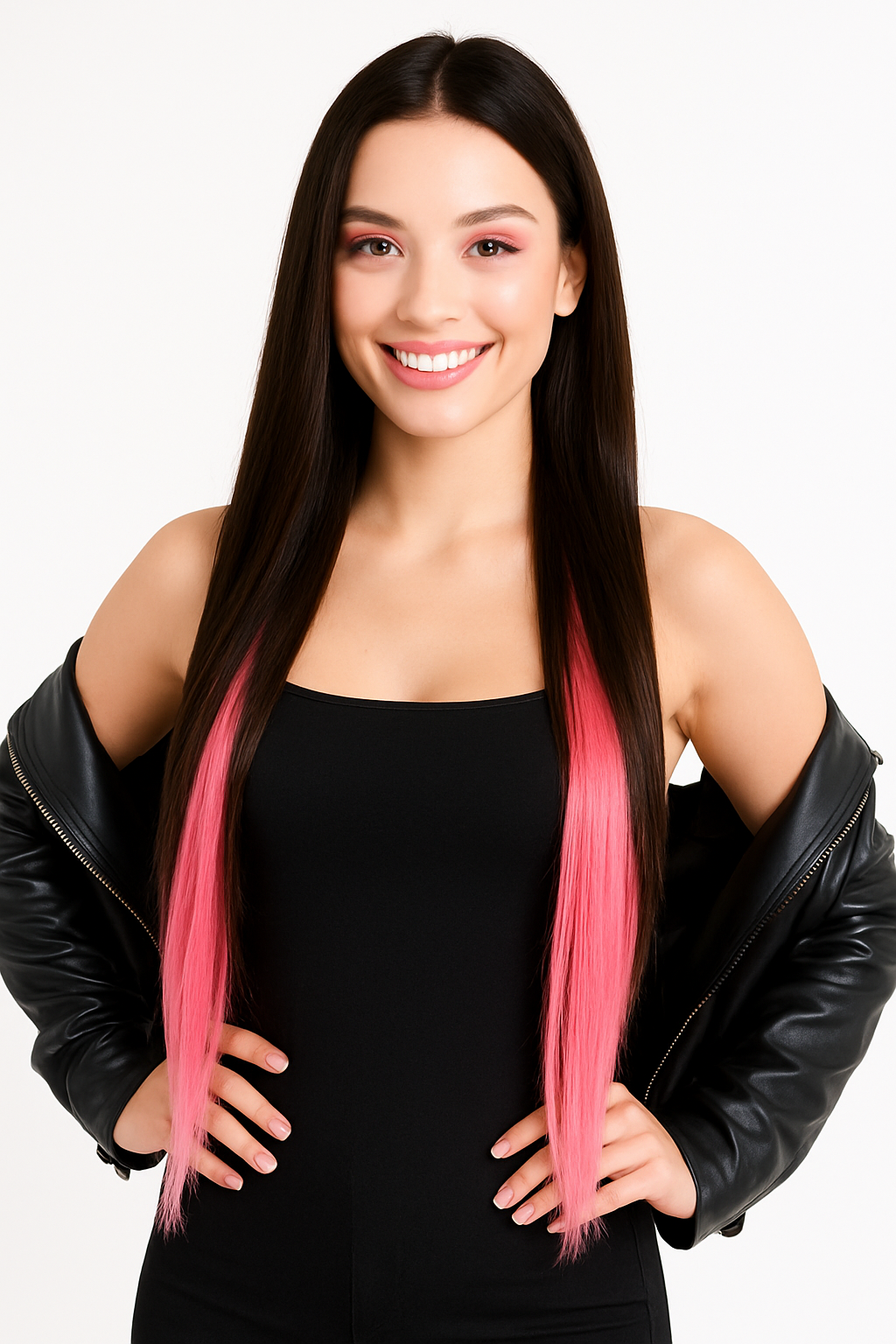 Neon Pink Under Color Hair Extensions