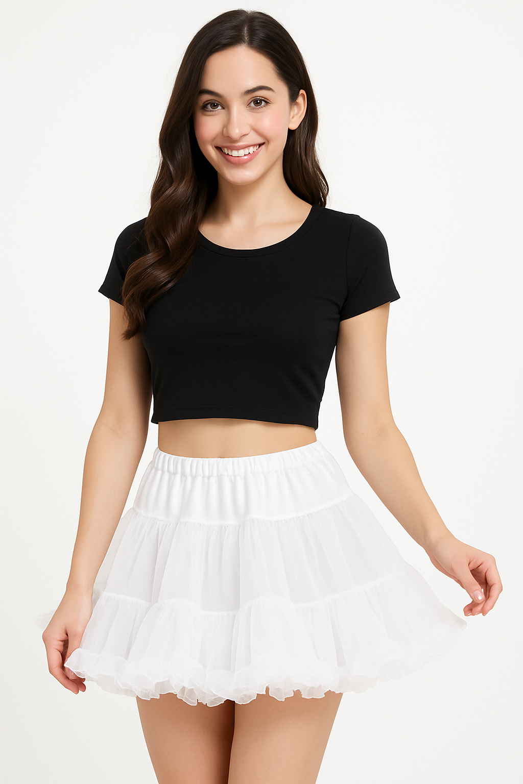 Elegant White Tulle Petticoat Skirt for Adults - One Size
