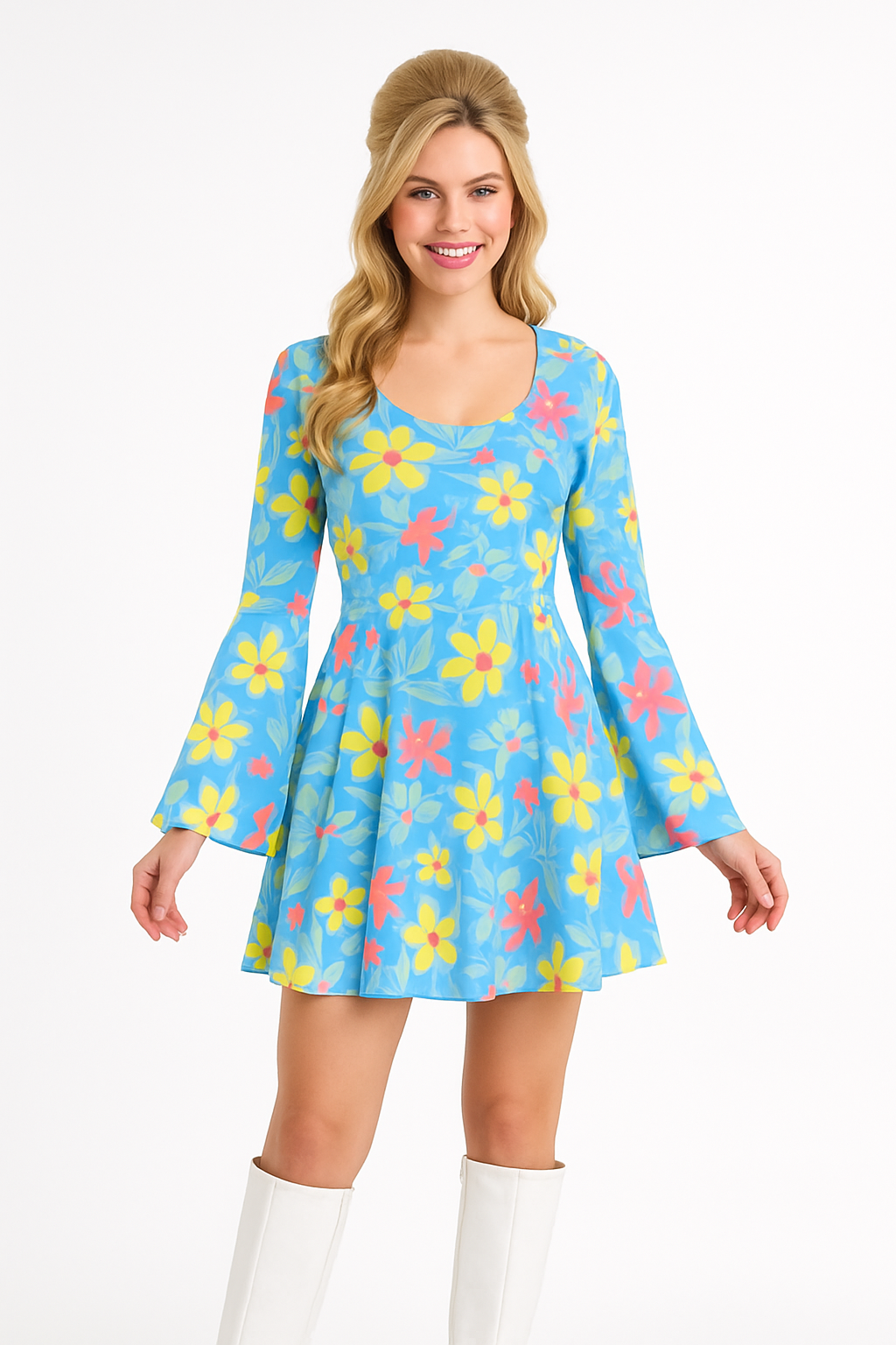 Groovy 60s Floral Mini Dress Costume
