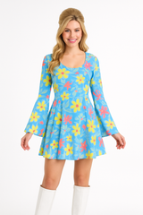 Groovy 60s Floral Mini Dress Costume
