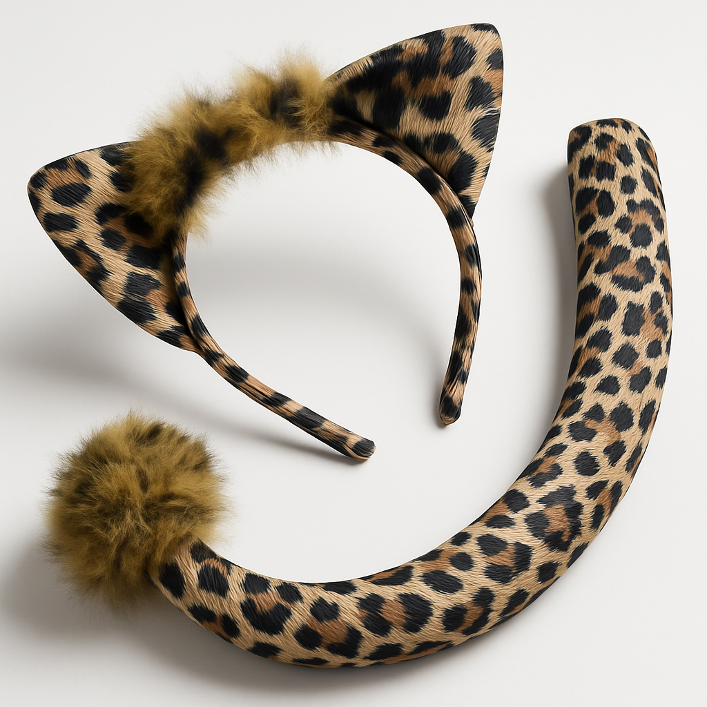 Wild Leopard Ear and Tail Costume Set