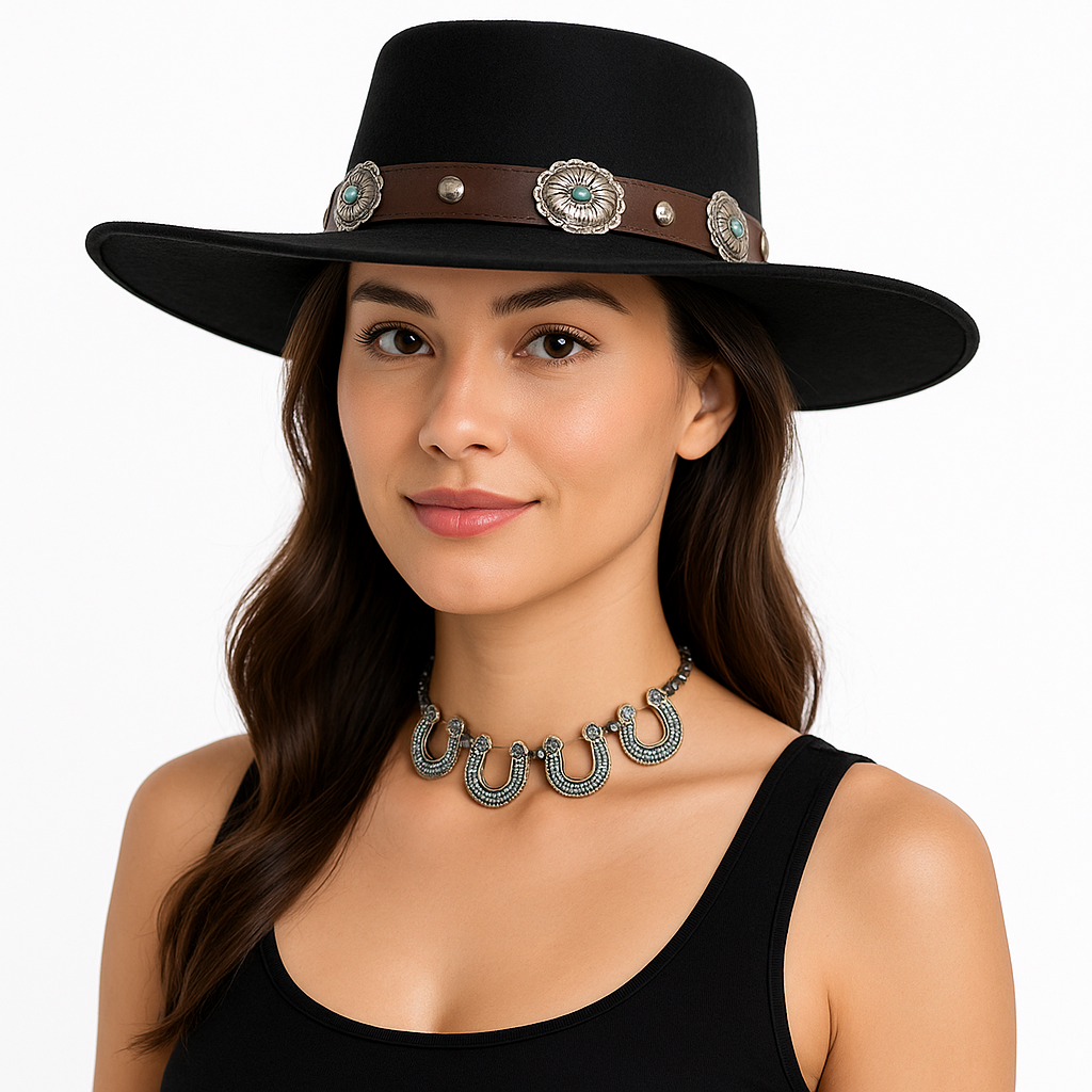Women's Black Modern Western Cowboy Hat