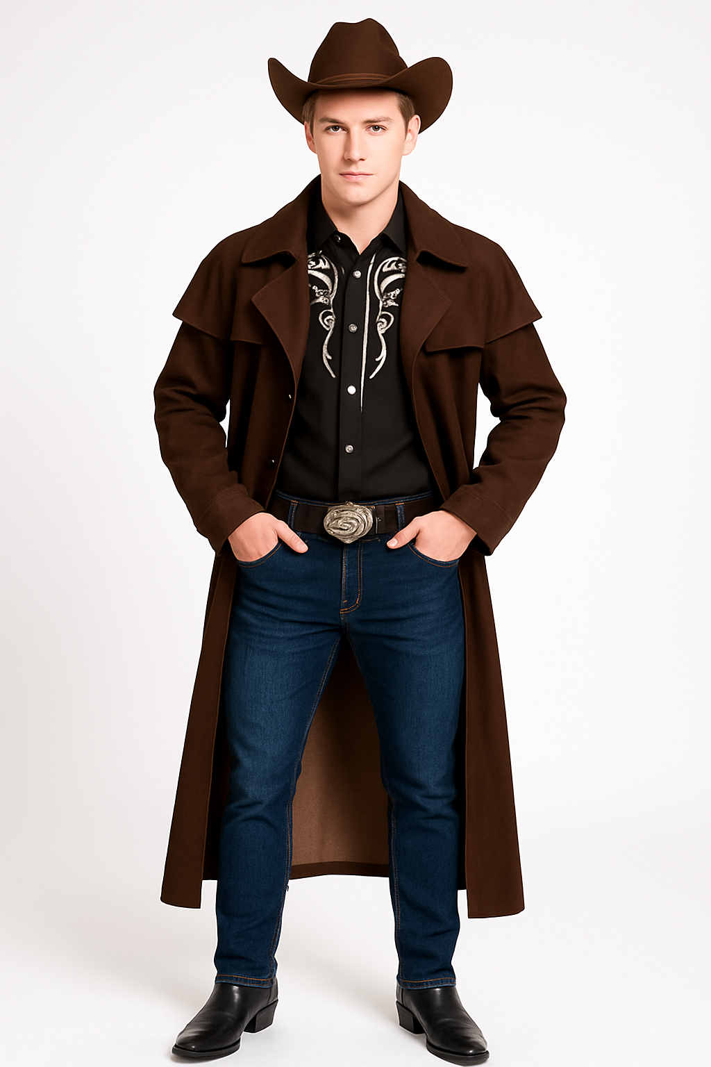 Men's Modern Western Duster Coat - Adult Standard