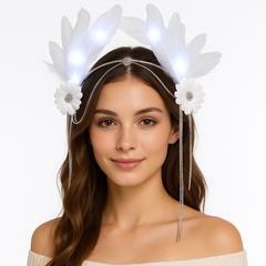 Illuminated Angel Feather Headpiece for Halloween