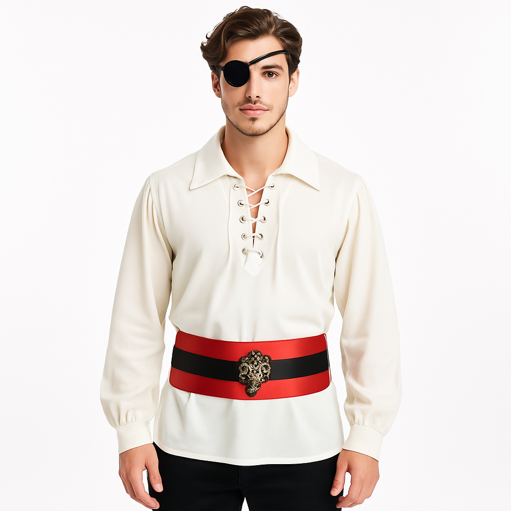 Men's Ivory Pirate Costume Shirt - Plus Size