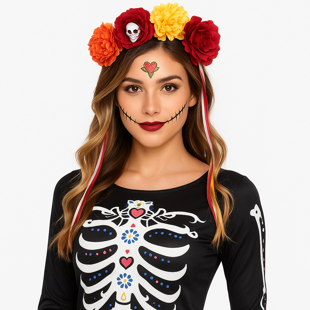 Day of the Dead Floral Skull Headband
