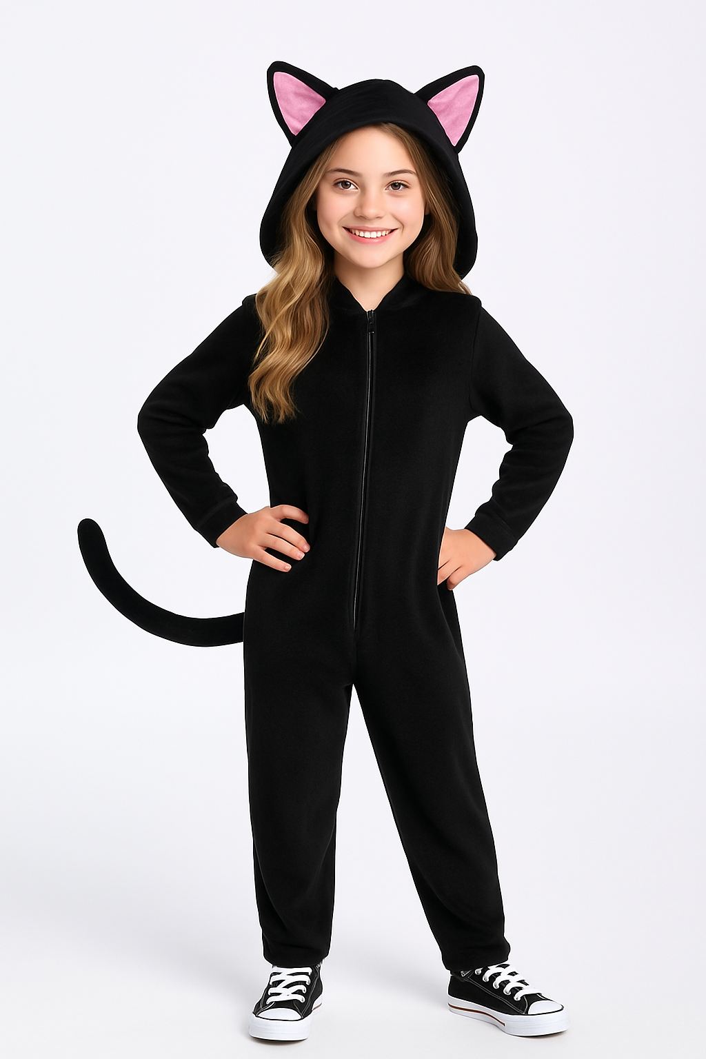 Black Cat Zipster Costume for Girls - Child S (4-6)