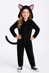 Black Cat Zipster Costume for Girls - Child S (4-6)
