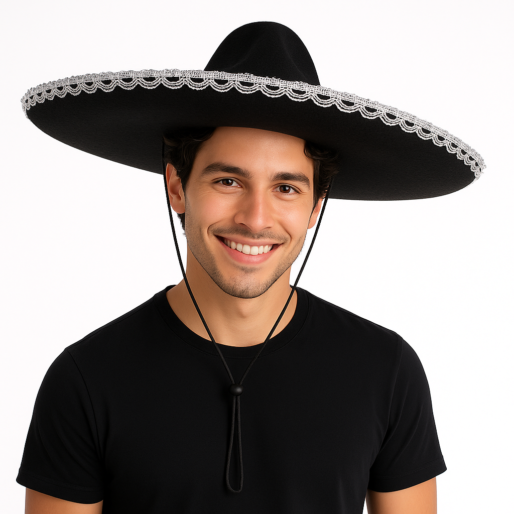 Silver Trim Black Sombrero