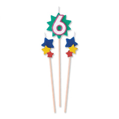 Star Birthday Toothpick Candle Set - Number 6