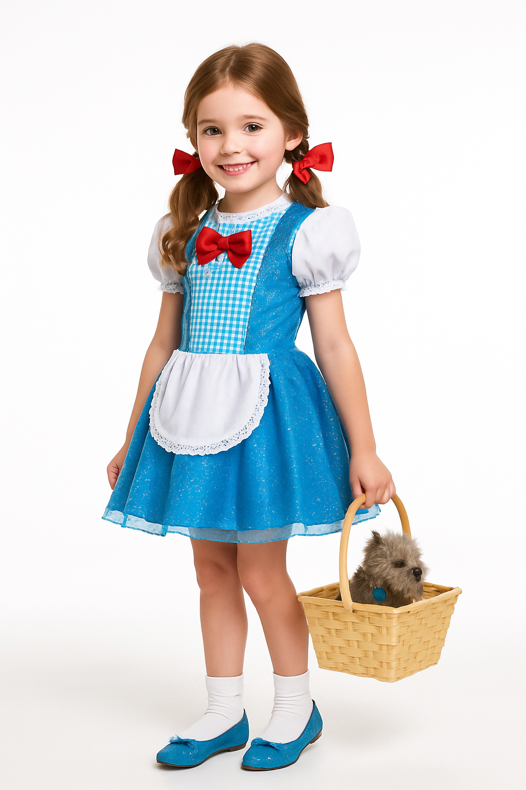 The Wizard of Oz Dorothy Kids' Costume with Blue Dress & Bows