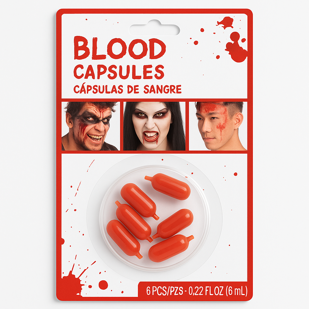 Spooky Red Blood Capsules for Halloween Costumes