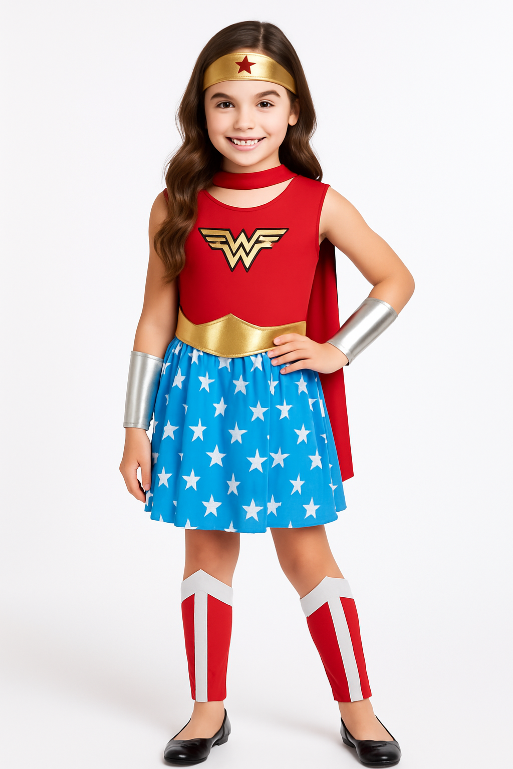 Girls' Wonder Woman Costume with Tiara and Gauntlets