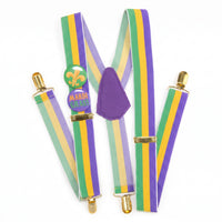 Mardi Gras Masquerade Suspenders with Festive Buttons