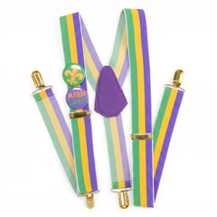Mardi Gras Masquerade Suspenders with Festive Buttons