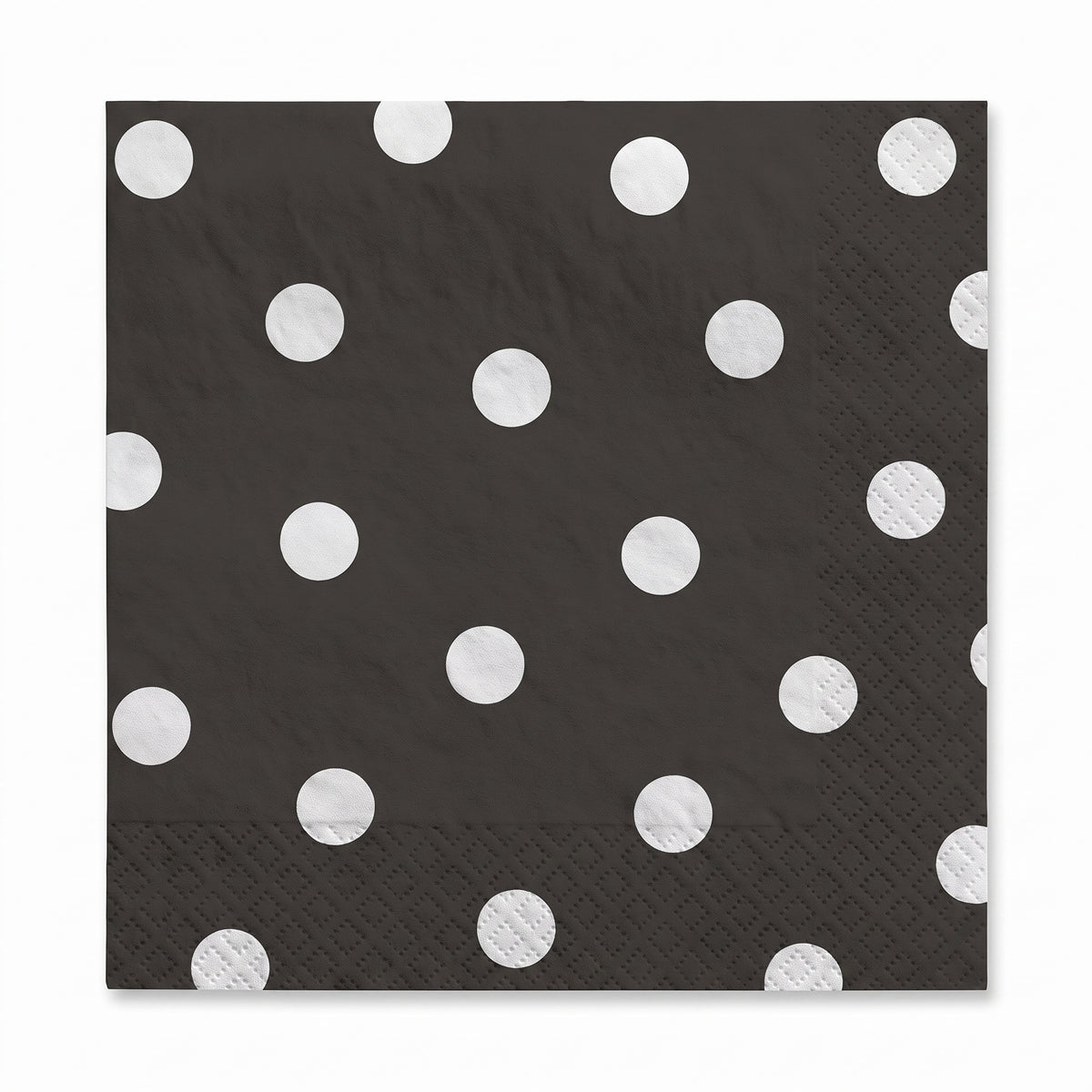 Jet Black Polka Dot Luncheon Napkins - 6.5 In. X 6.5 In.