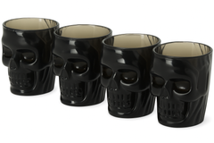 Halloween Black Skull Shot Glasses - 4 Pack, 2 oz