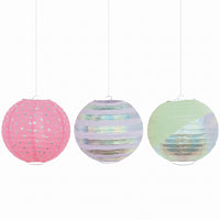 Opalescent Paper Lanterns - 3 Pack Hanging Decorations