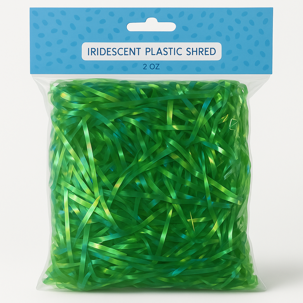 Iridescent Green Plastic Easter Grass - 2 Oz