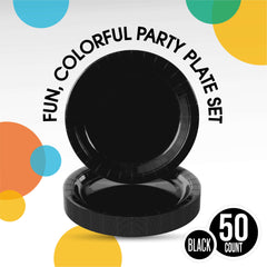 7 In. Black Paper Plates - 50 Ct.