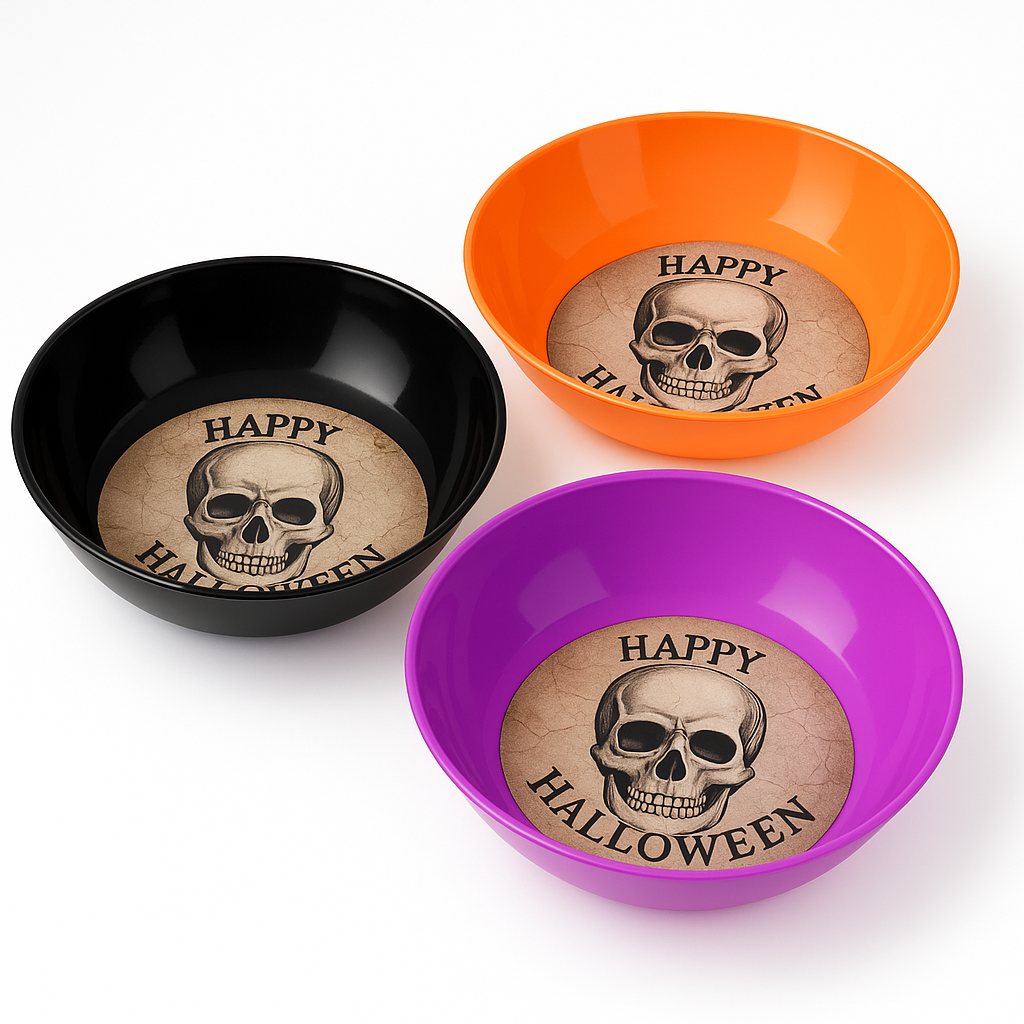 Spooky Skull Halloween Treat Bowls - 11" (Set of 3)