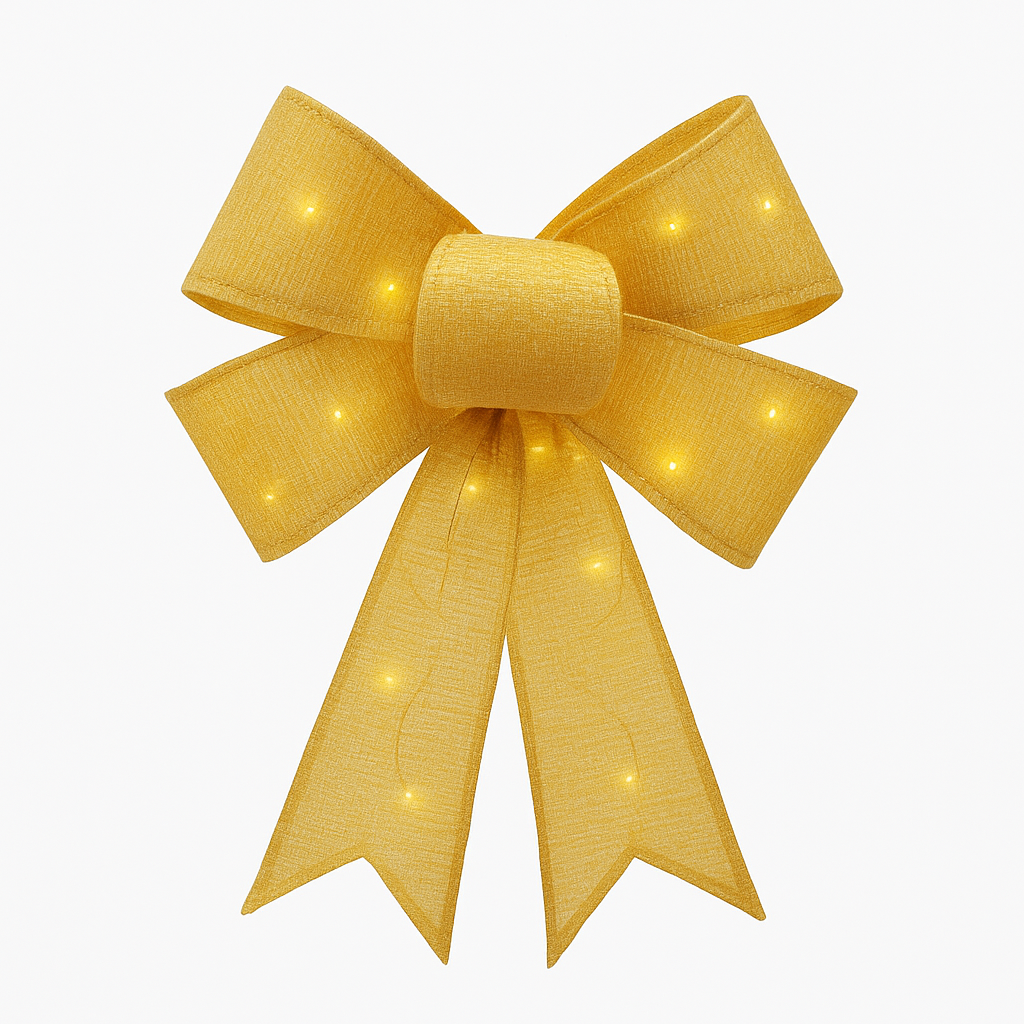 Illuminated Gold Masquerade Bow Decoration - 21"